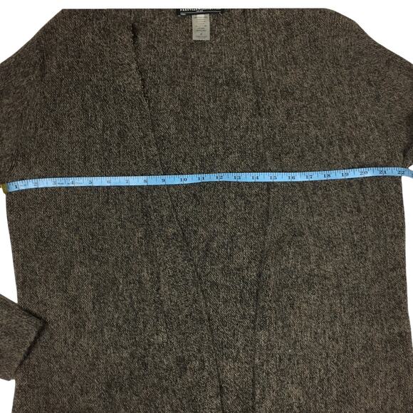 Peruvian Connection Sweater 100% Royal Alpaca Brown Knit Cardigan Duster L -flaw - Picture 4 of 11